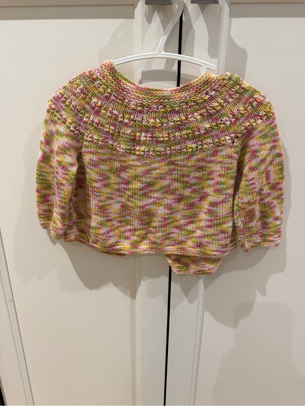 Hand-Knit Pastel 18m Multicolor girls Sweater - Pink, Green & Cream